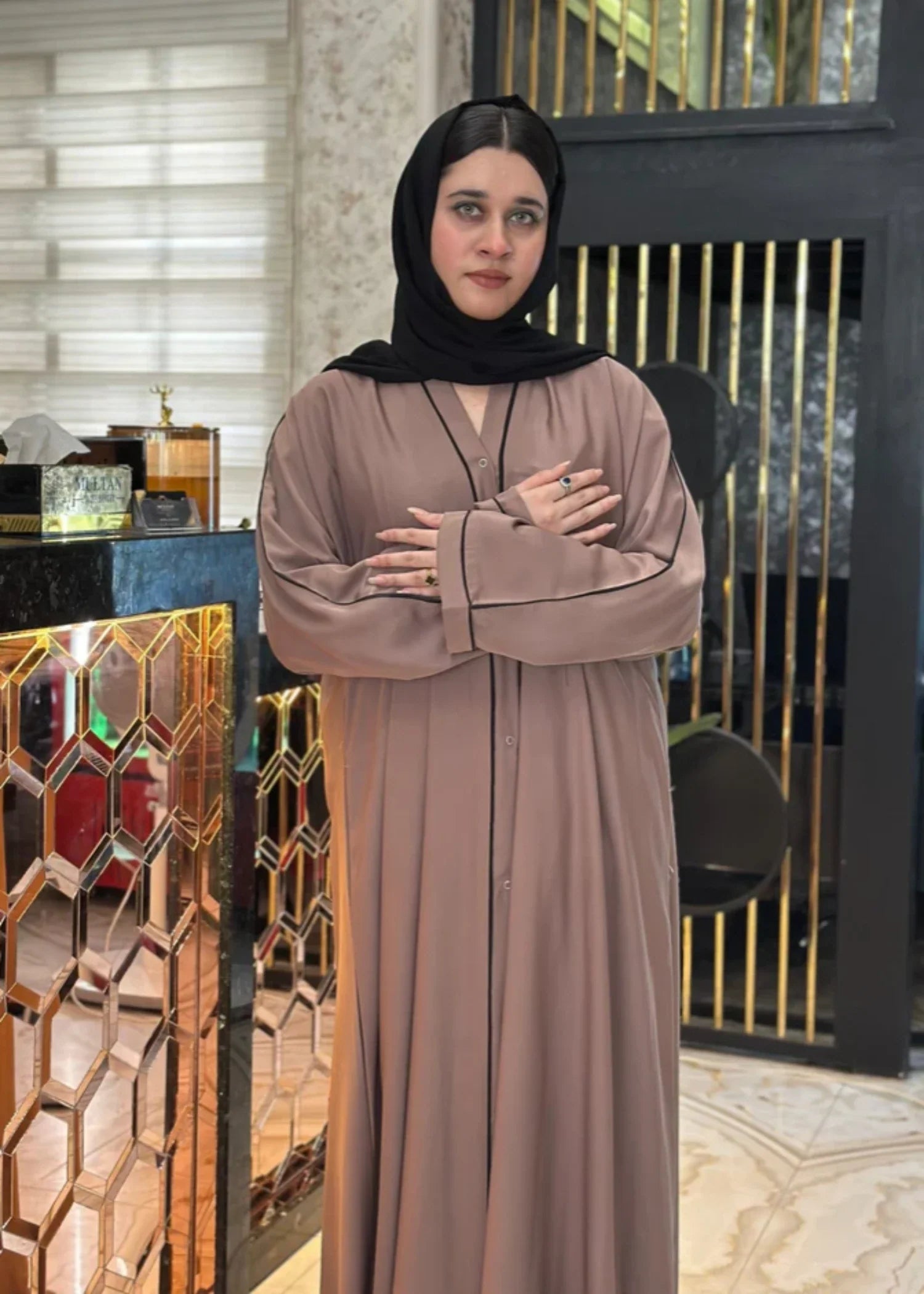 nidha Abaya in Mocha brown