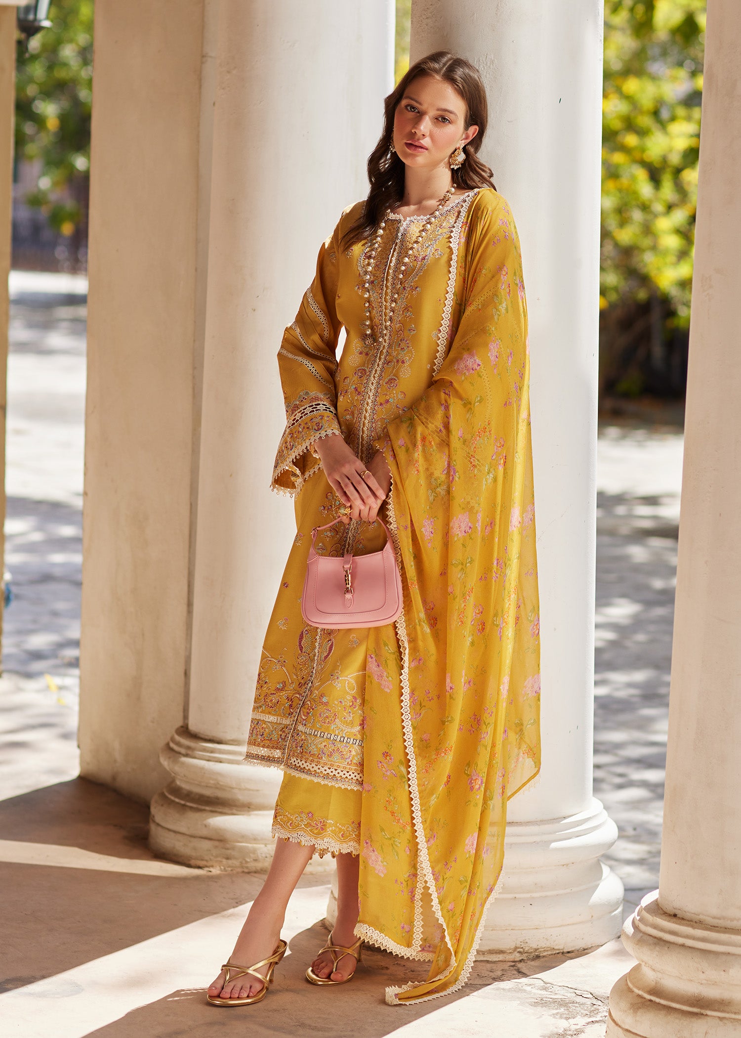 lawn Kurta Set in Marigold