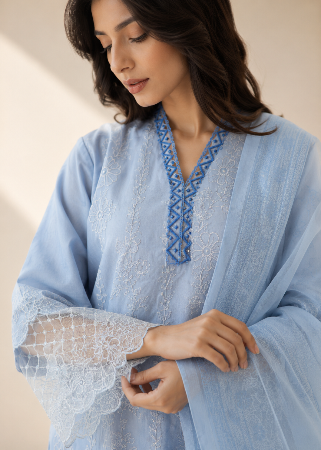 cotton Kurta Set in Sky blue, powder blue, ice blue