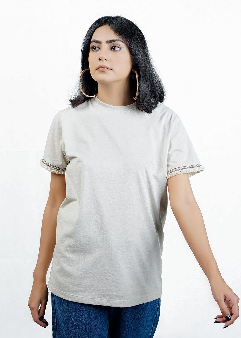 single jersey knit T Shirt in Grey
