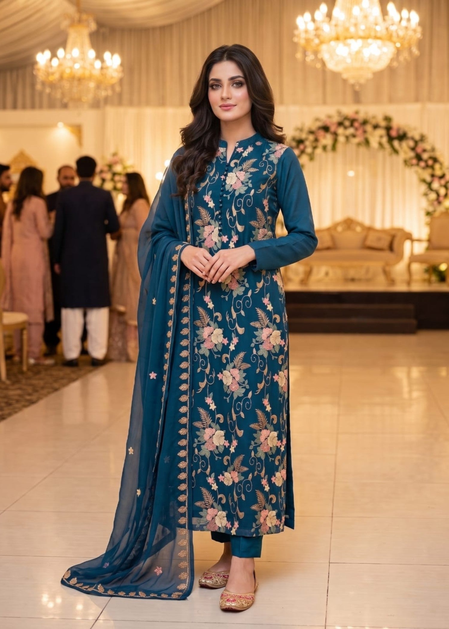 chiffon Unstitched in Sapphire blue
