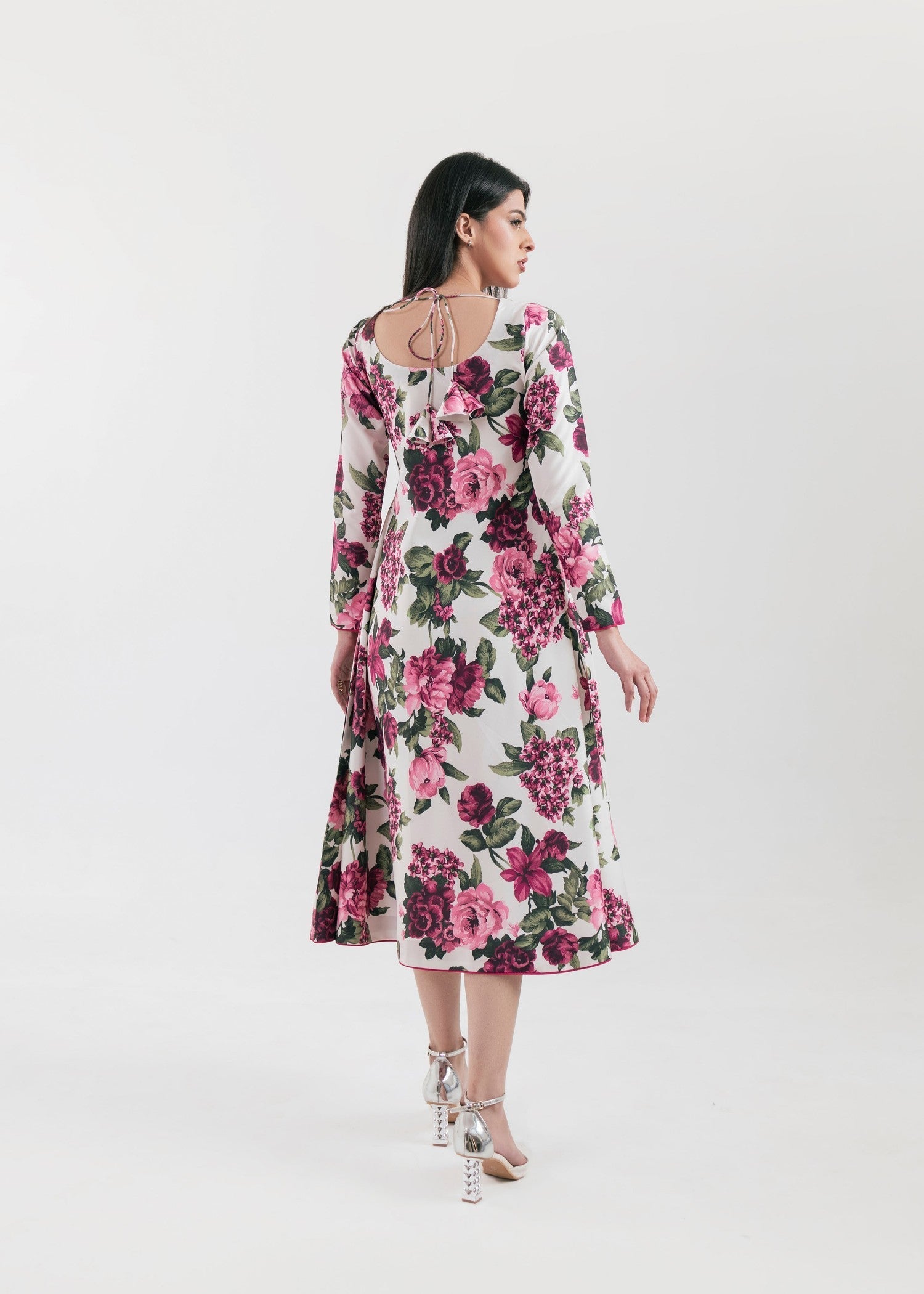 poly lawn Dress in White
