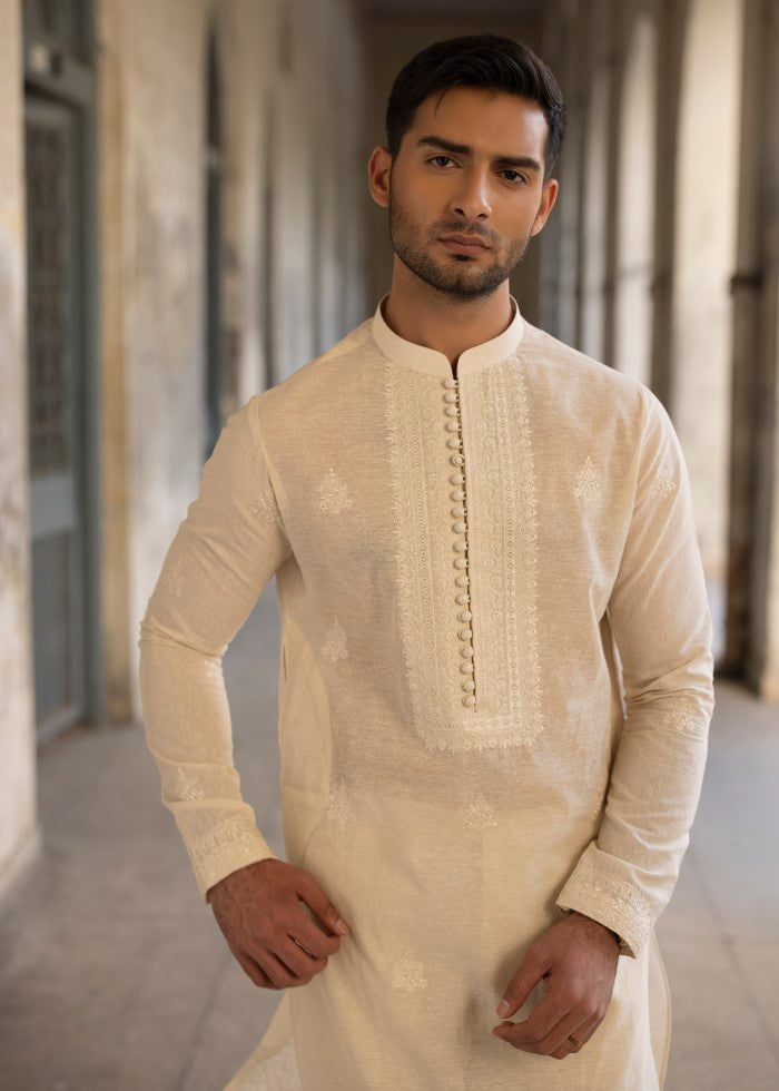 karandi Kurta Set in Ivory