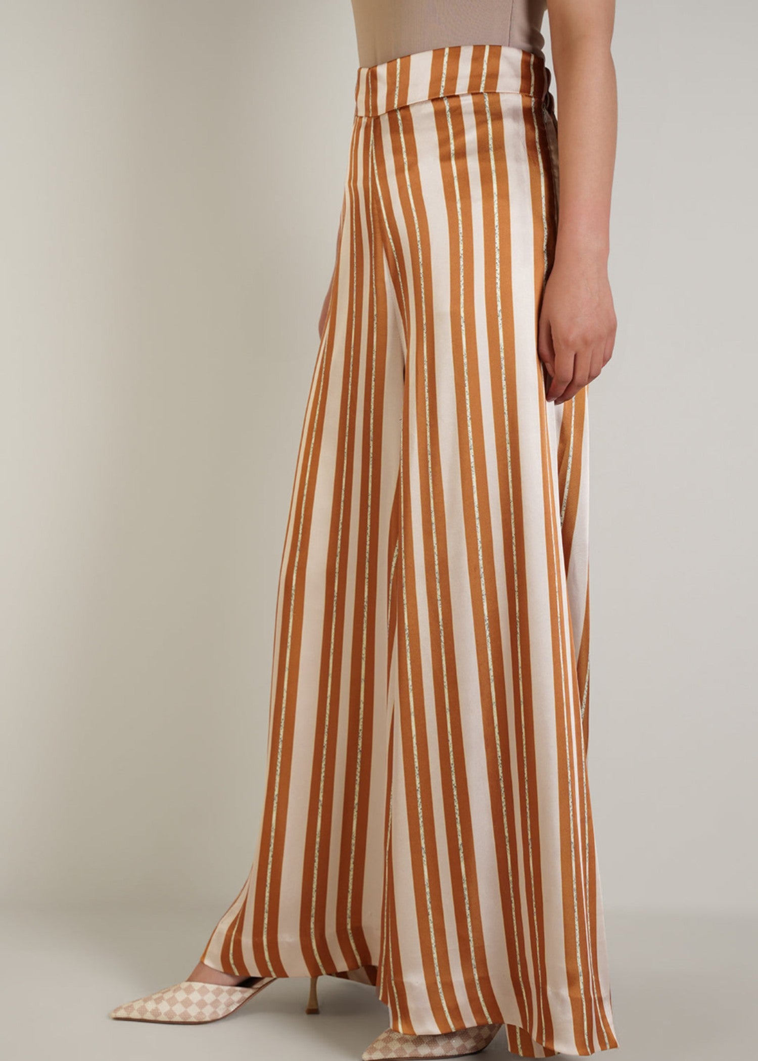silk charmeuse Trousers in Multi
