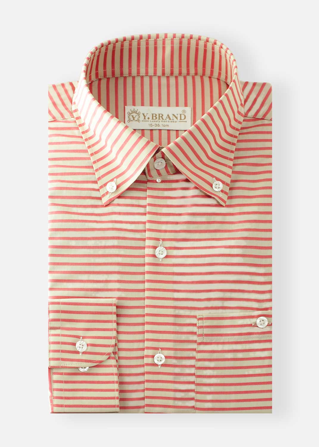 cotton Formal Shirt in Beige, rust red