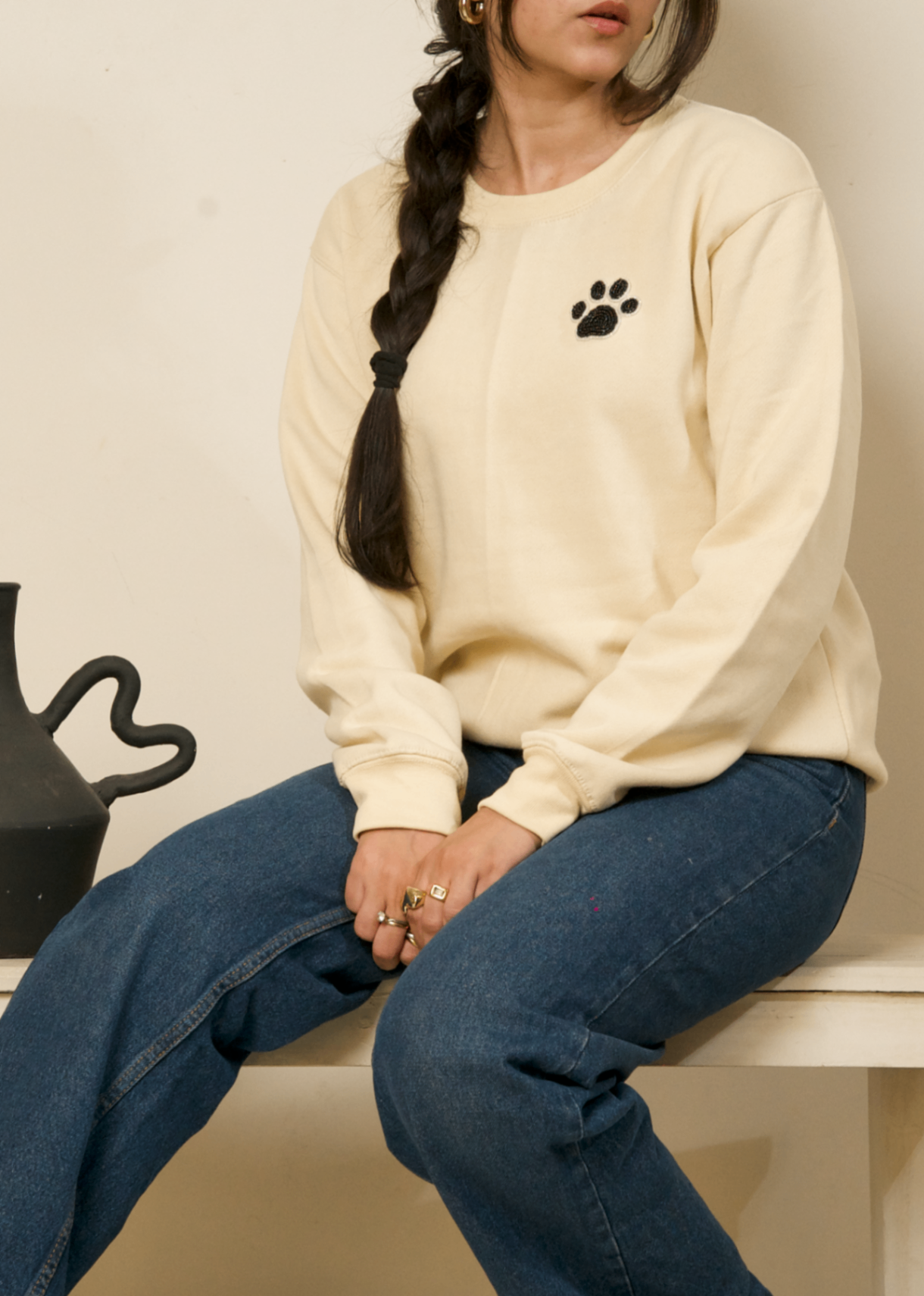 fleece Sweatshirt in Cream