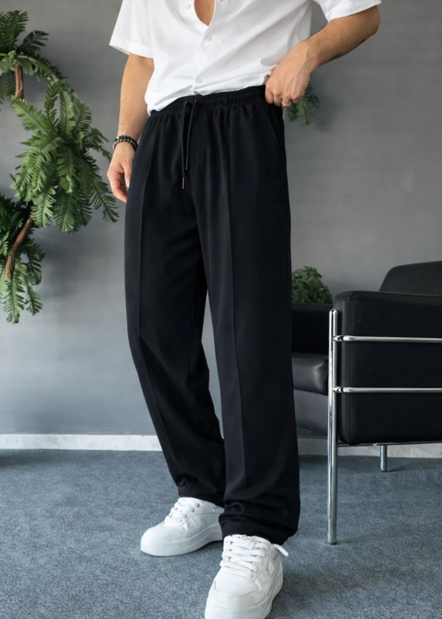 terry Trousers in Black