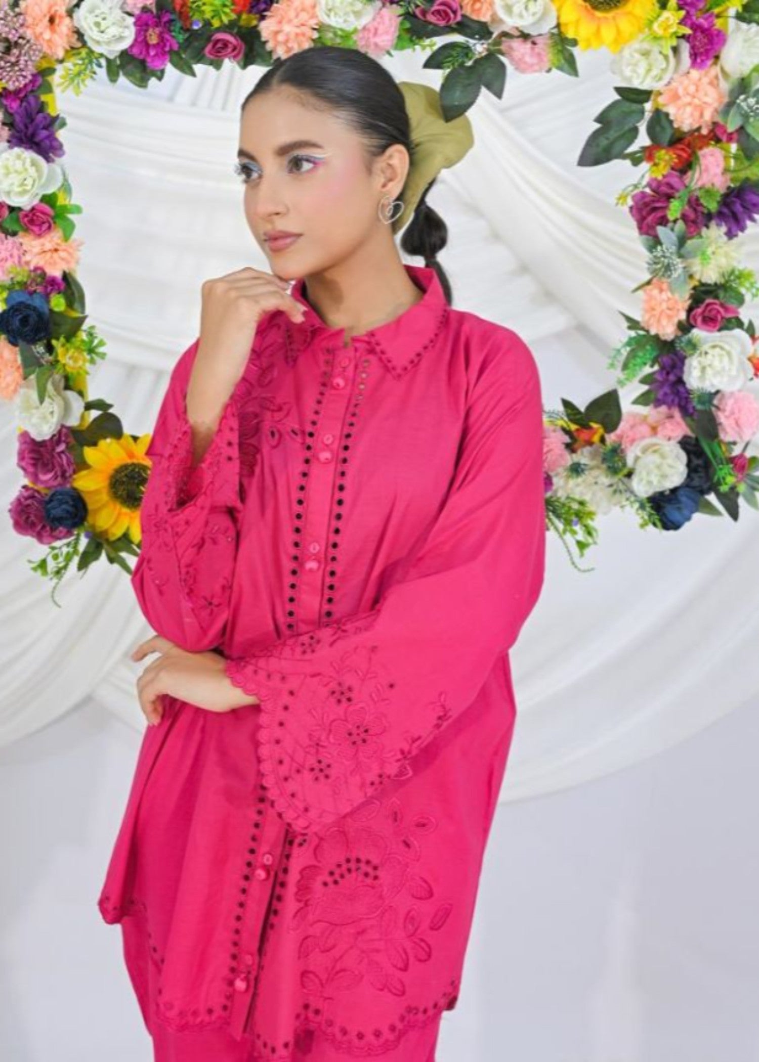 cotton Co Ord Sets in Hot pink red