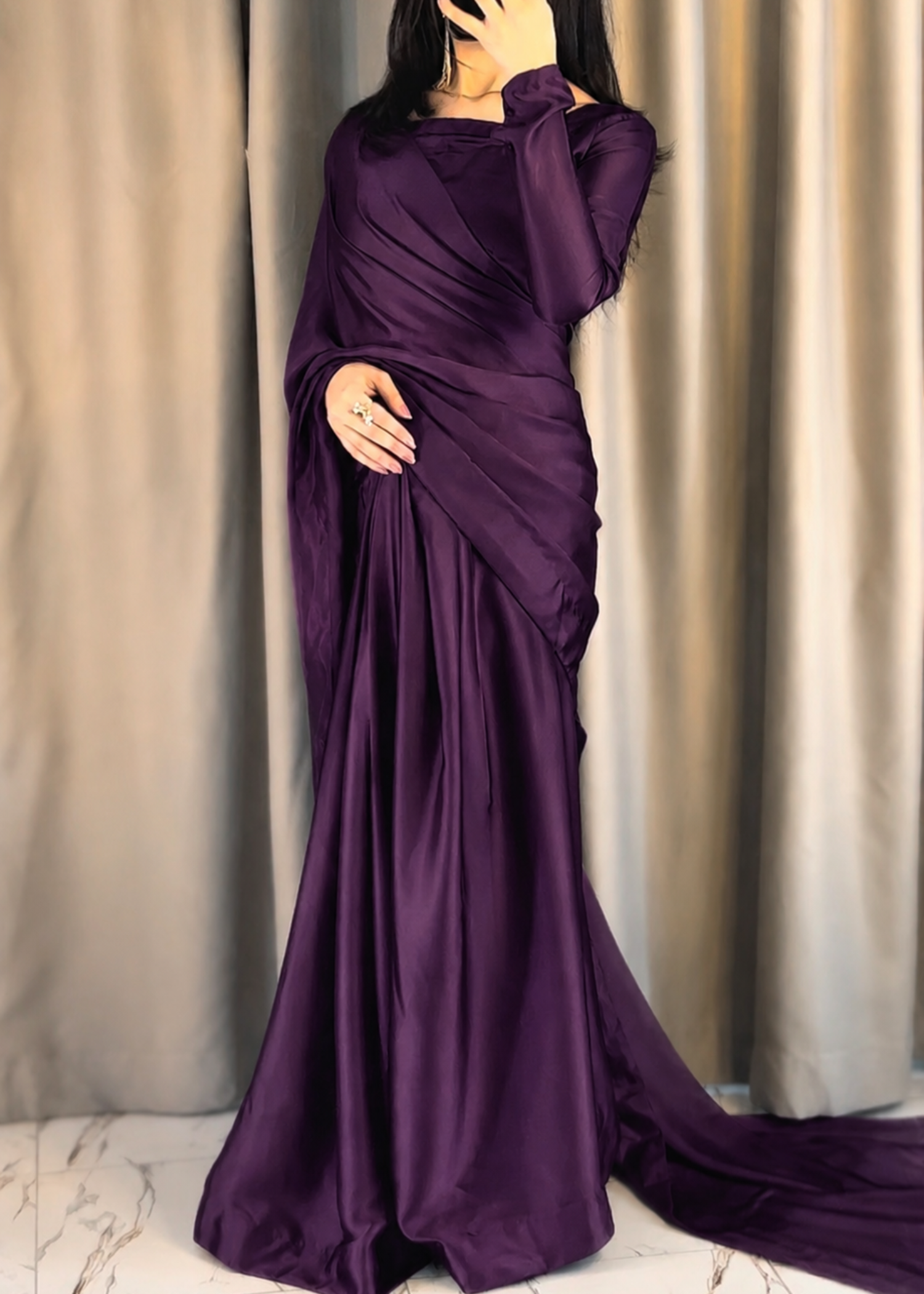 silk Saree in Plum purple