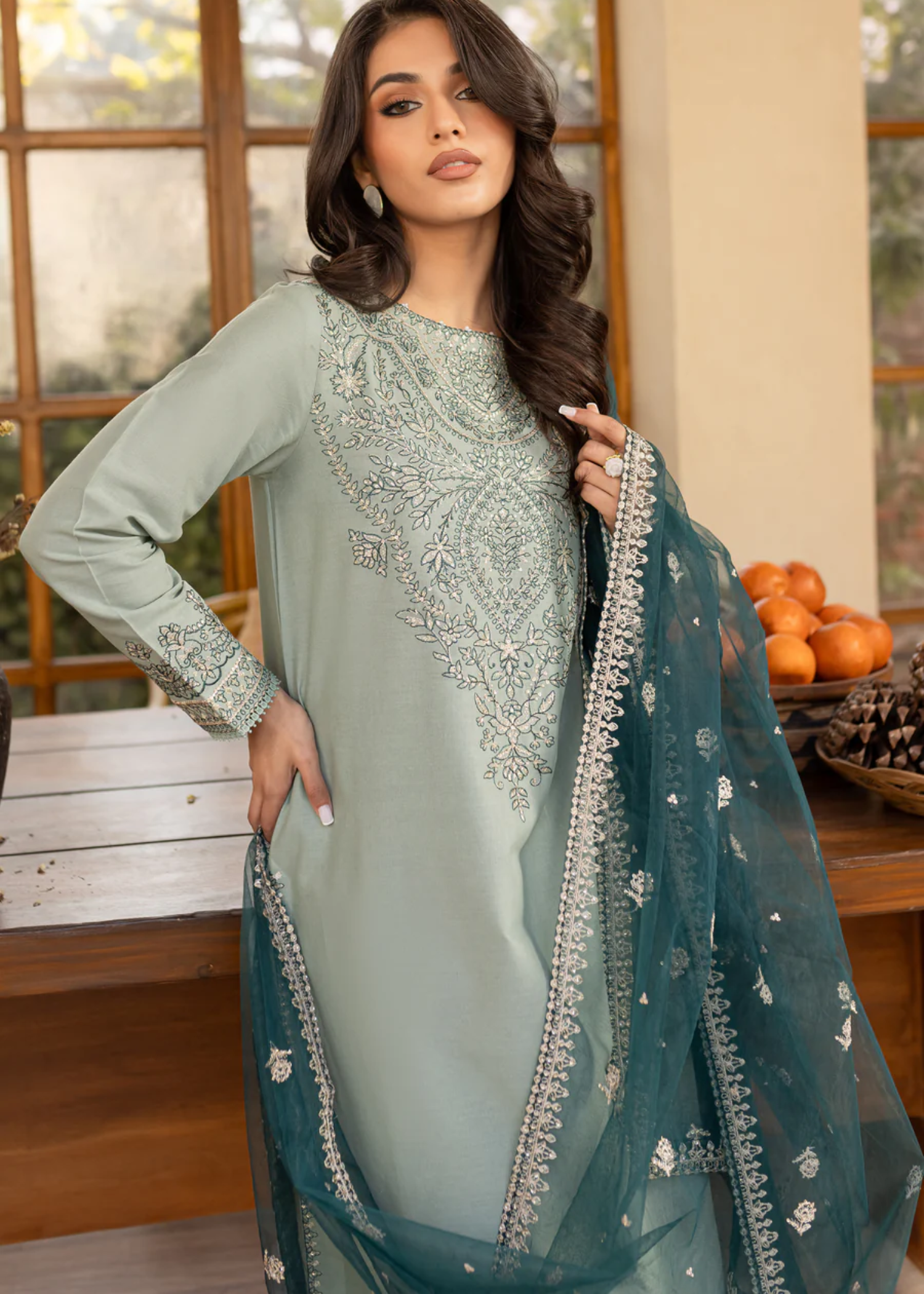 Dupatta in Teal