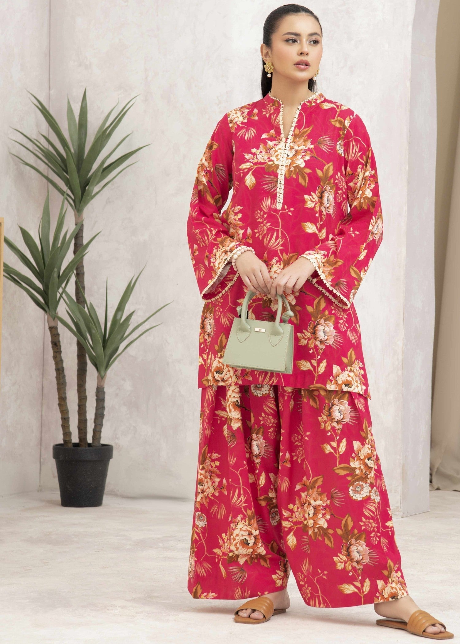 linen Co Ord Sets in Cherry red