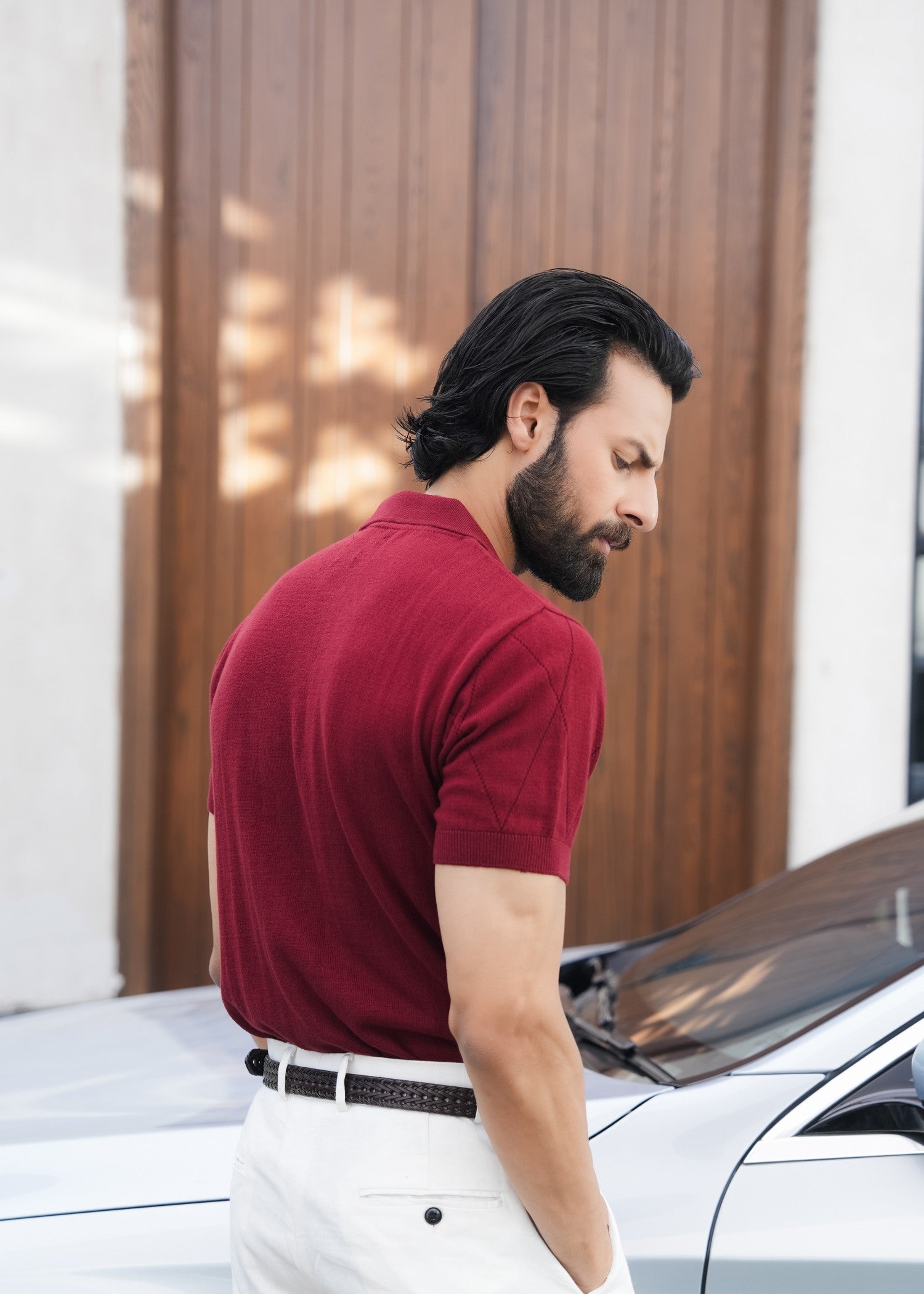 cotton Polo Shirt in Cherry red