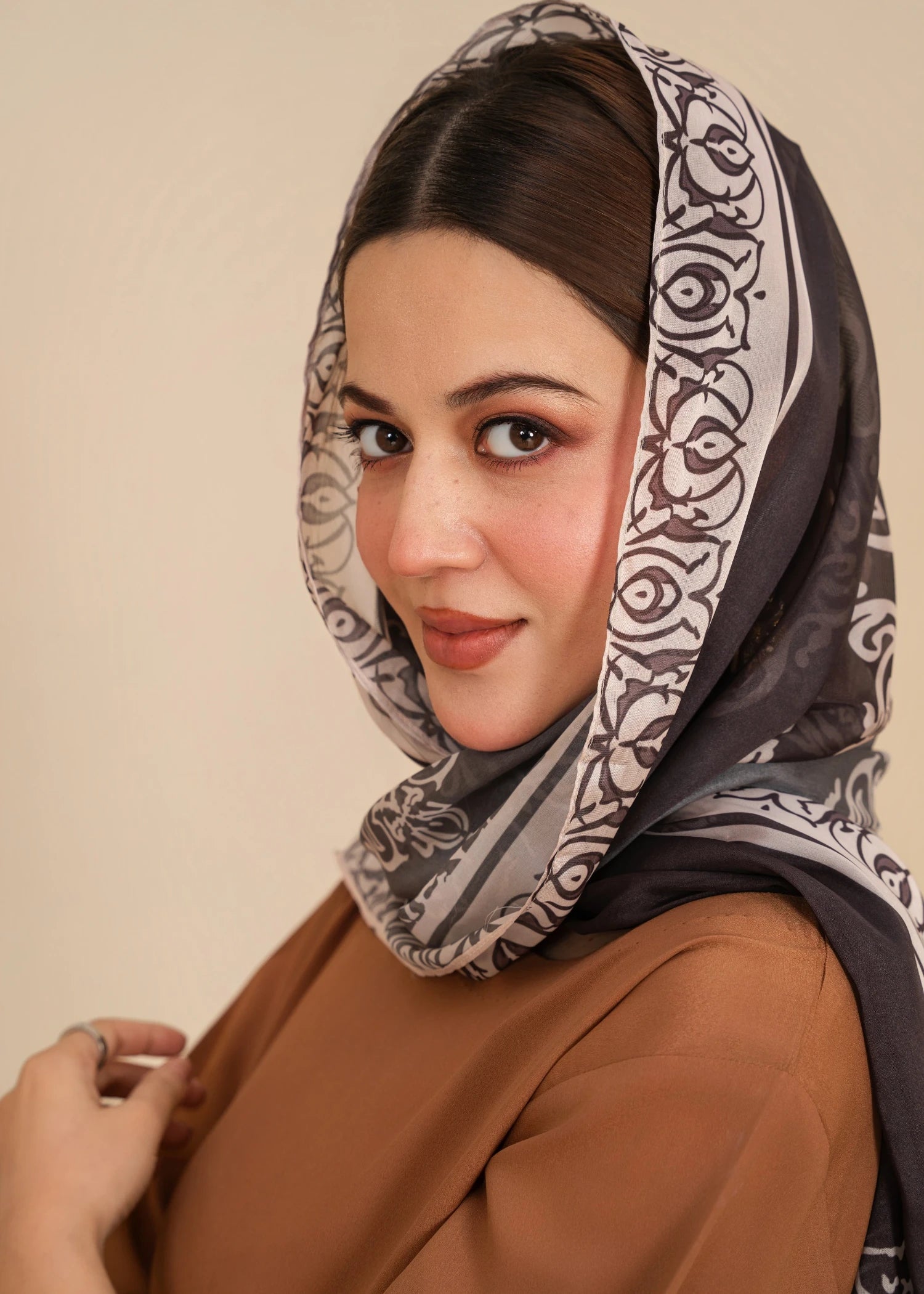 crepe polyester Kurta Set in Hazelwood brown