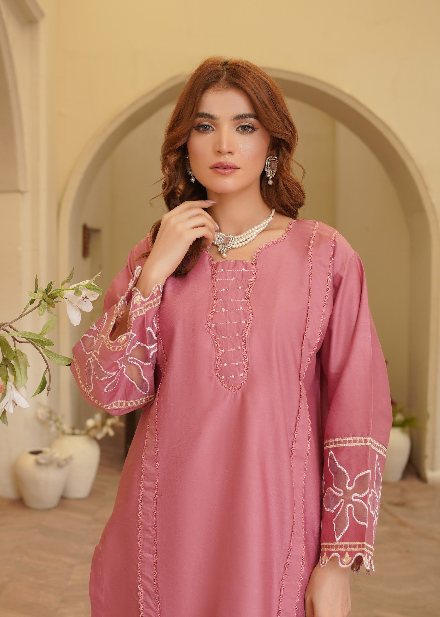 cotton Kurta Set in Blush pink