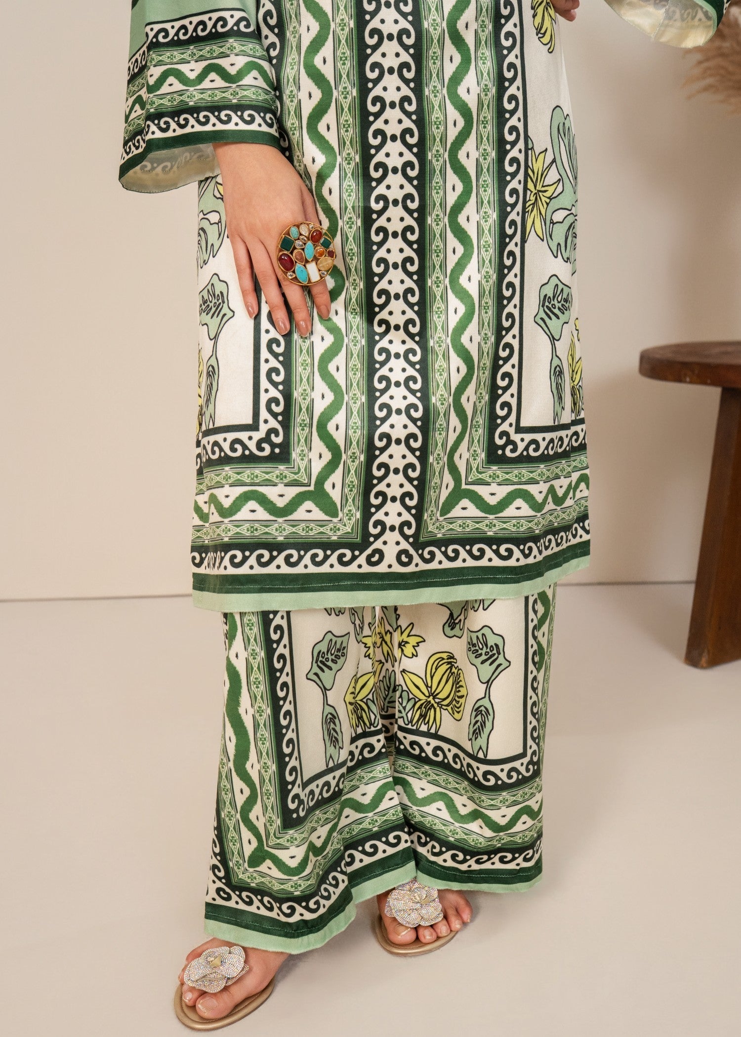 velvet Co Ord Sets in Pistachio green