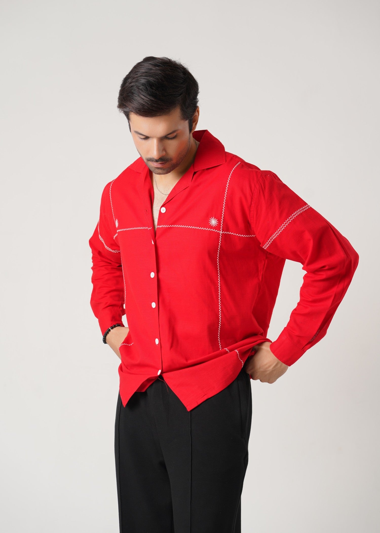 summer khaddar Casual Shirt in Red