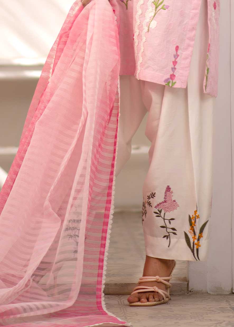 chikankari cotton Kurta Set in Pink