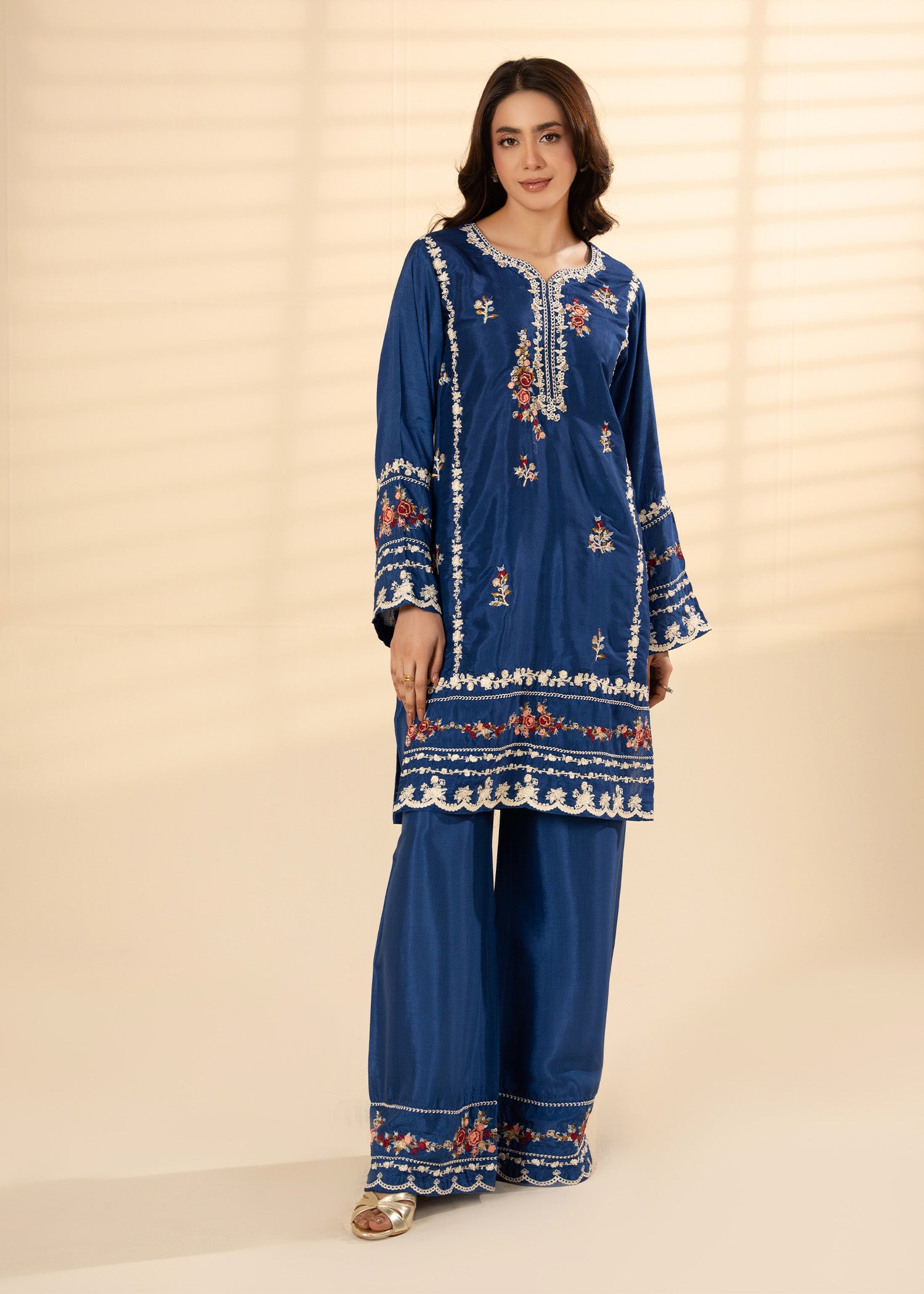 viscose raw silk Kurta Set in Royal blue