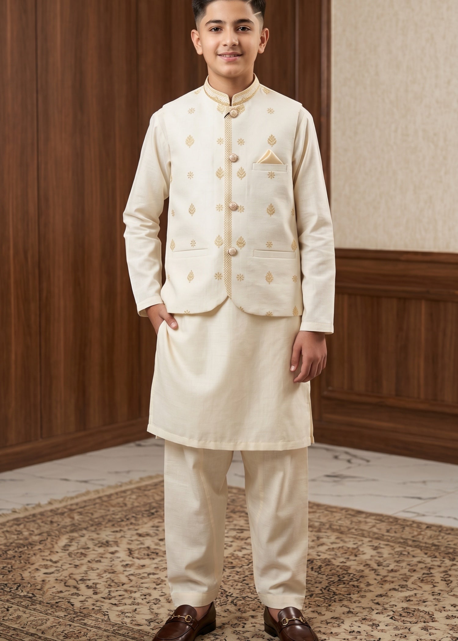 cotton Waistcoat in Off-white