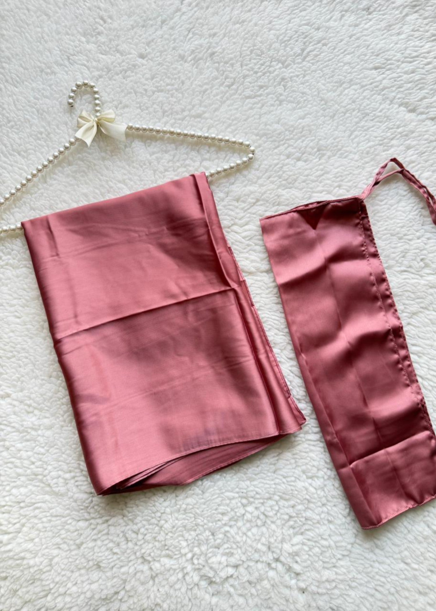 satin silk Veil in Blush