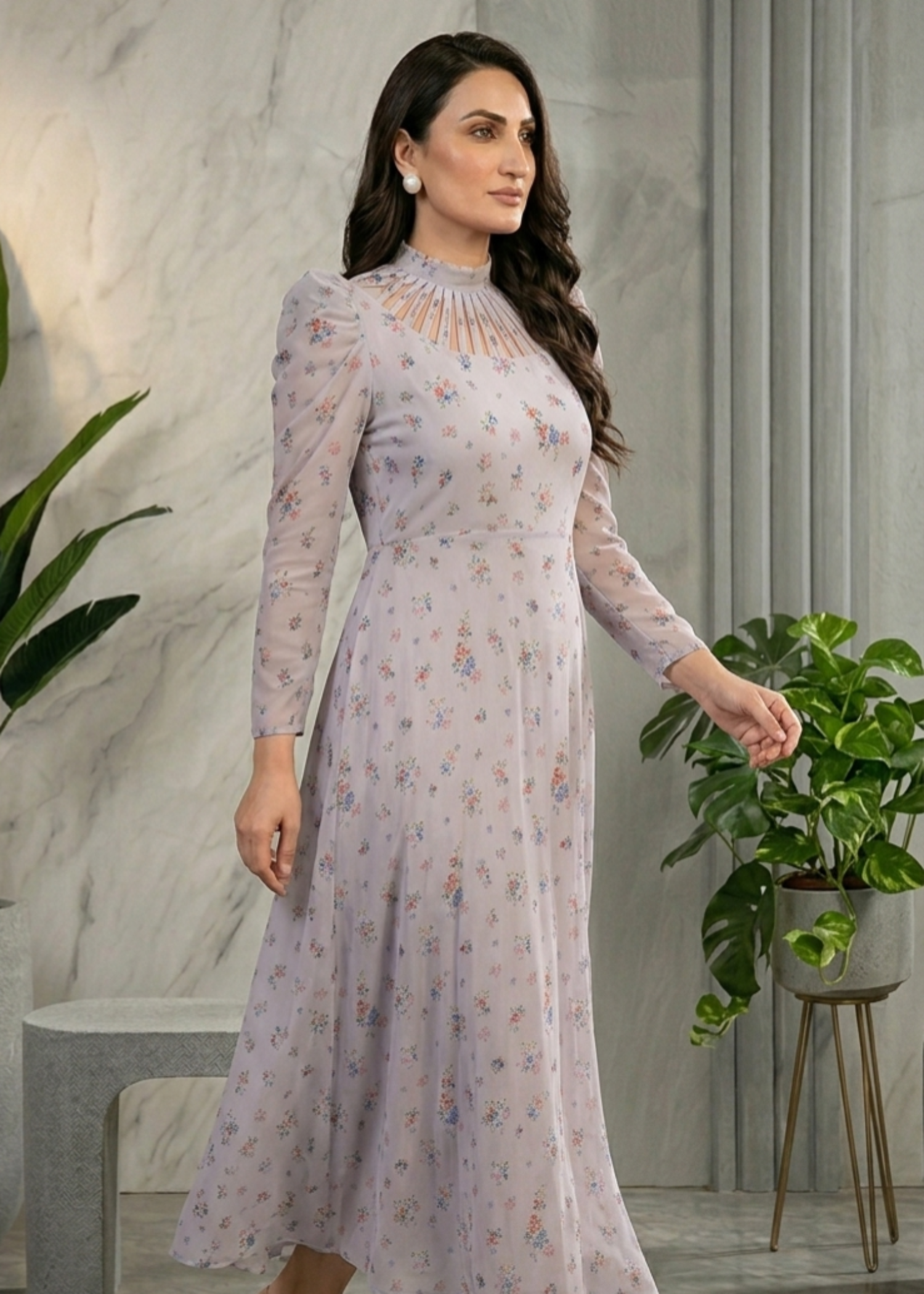 chiffon Maxi in Pastel grey