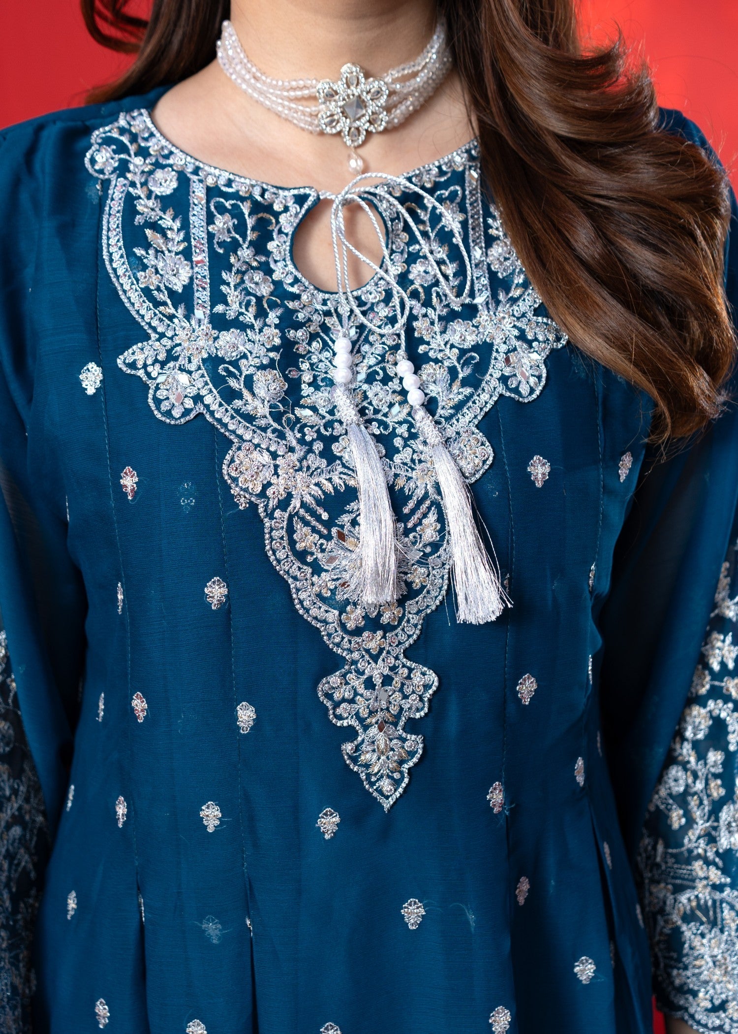 chiffon Short Frock in Sapphire blue
