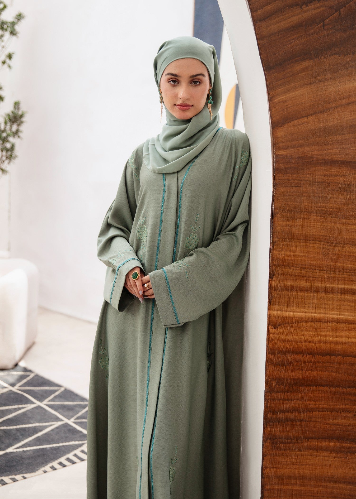 nidha Abaya in Pistachio green