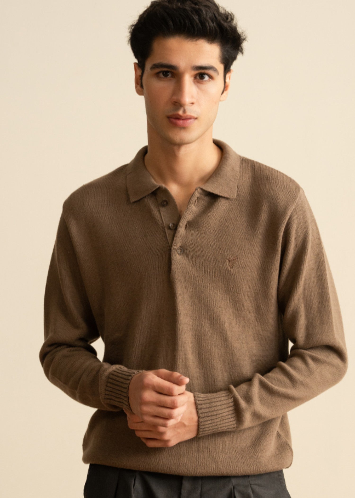 cotton Sweater in Camel brown