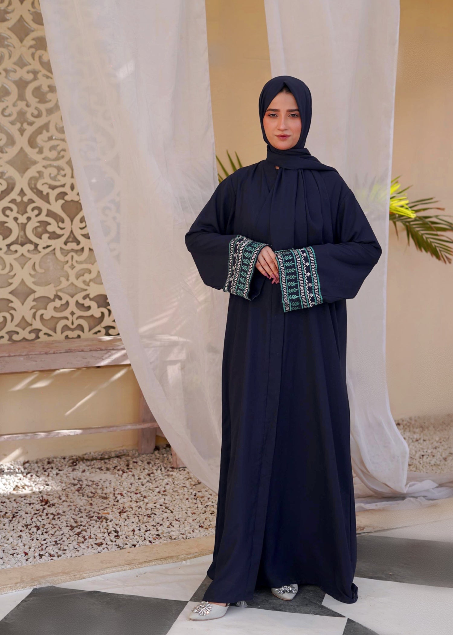 crepe georgette Abaya in Blue