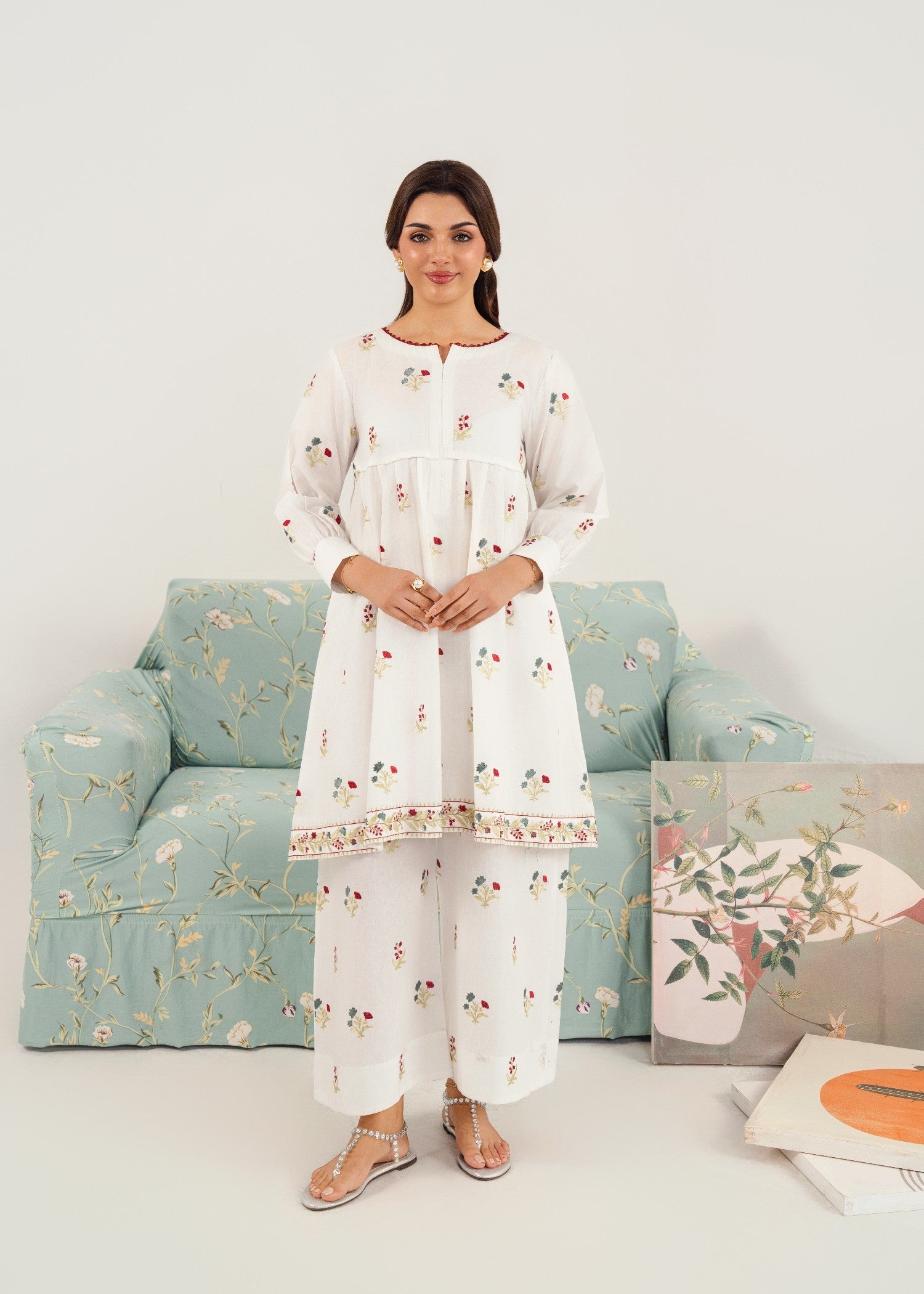 cotton Short Frock in White