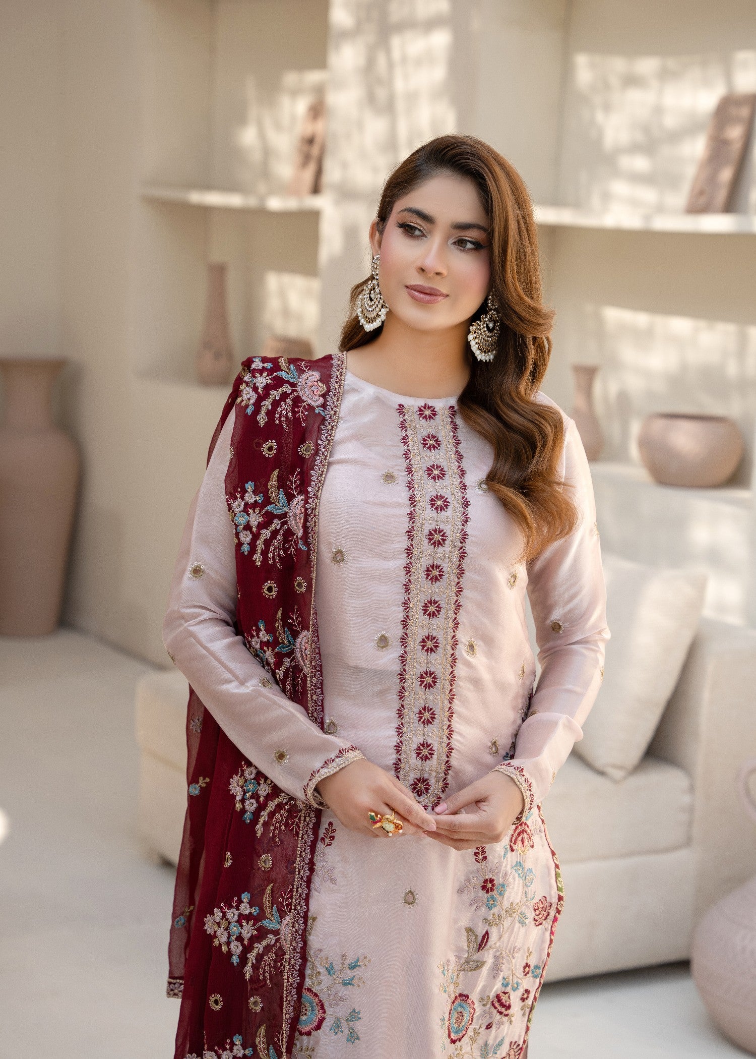 silk Kurta Set in Rose pink