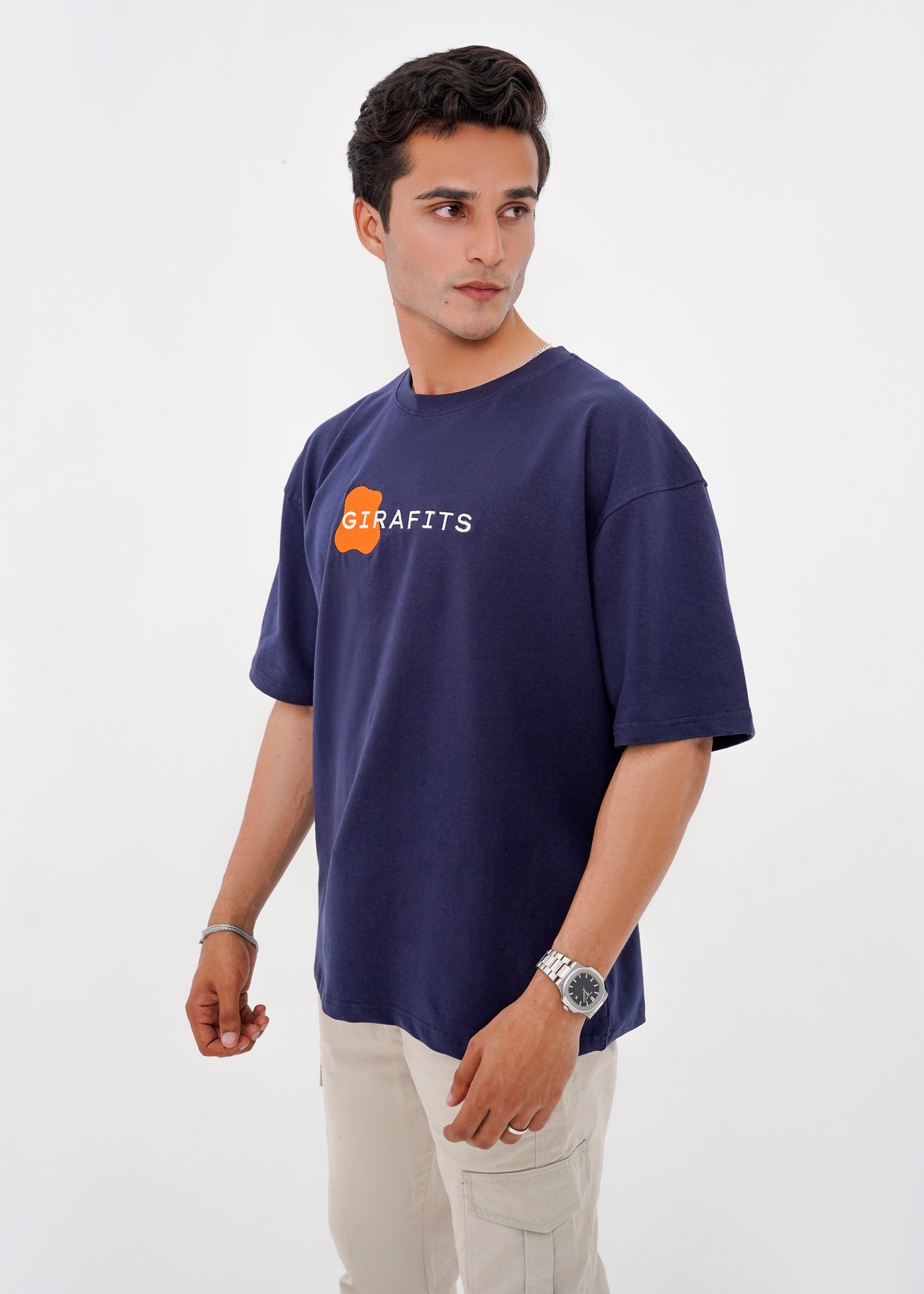 spandex T Shirt in Navy blue