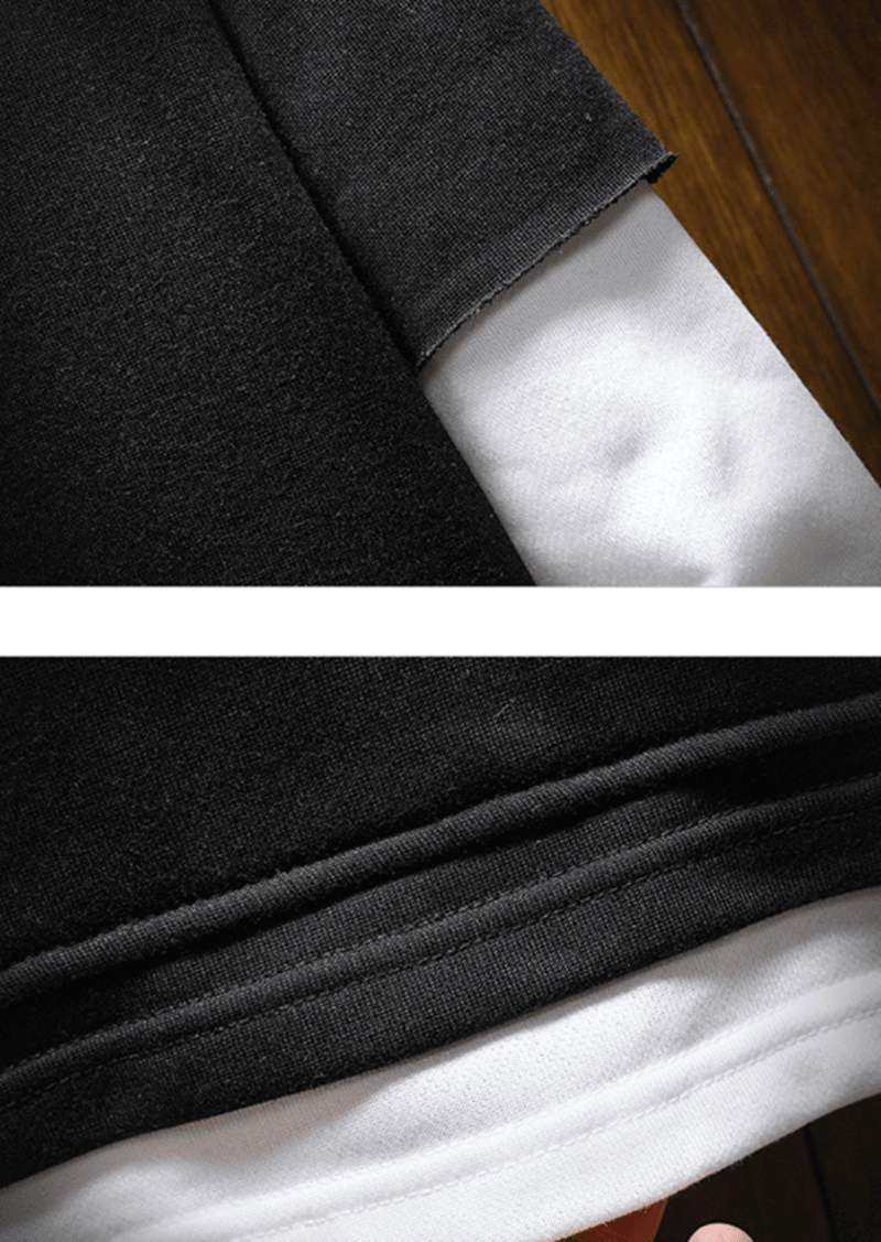 Men'S Sweater Japanese Retro Hip-Hop Fake Two-Piece Suit