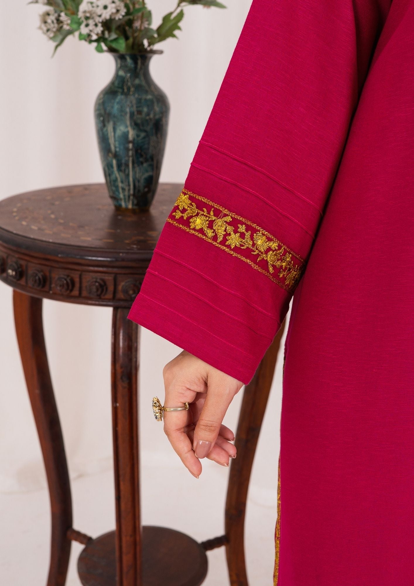 dhanak Kurta Set in Hot pink