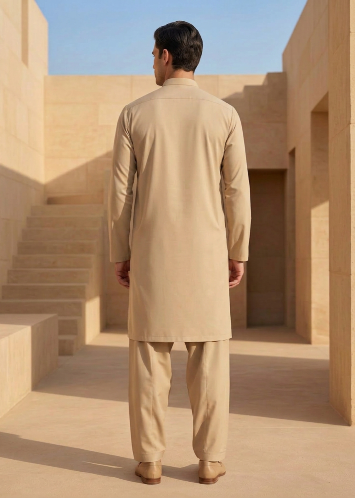 wash & wear Shalwar Kameez in Vanilla