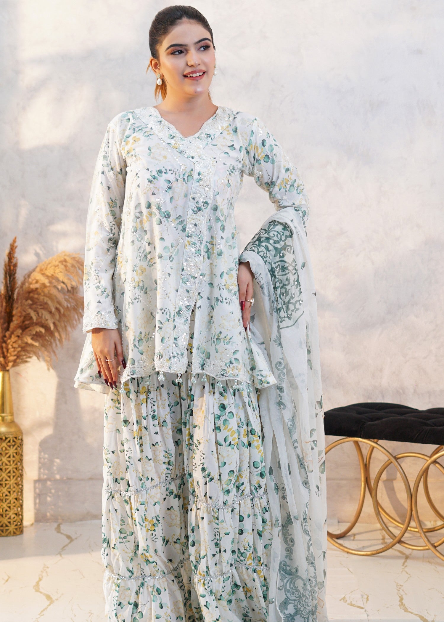 net Angrakha in Mint green