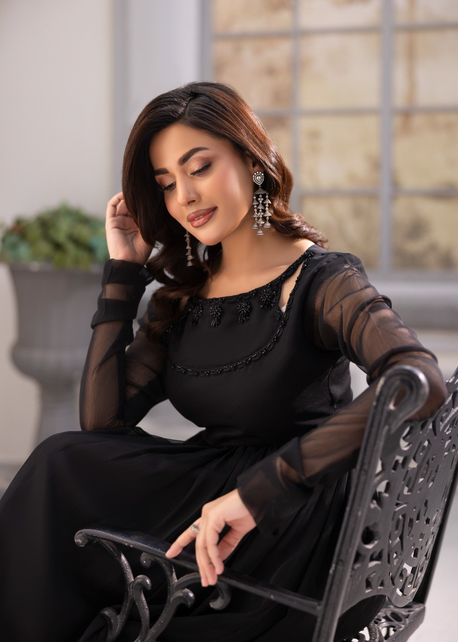 chiffon Maxi in Jet black
