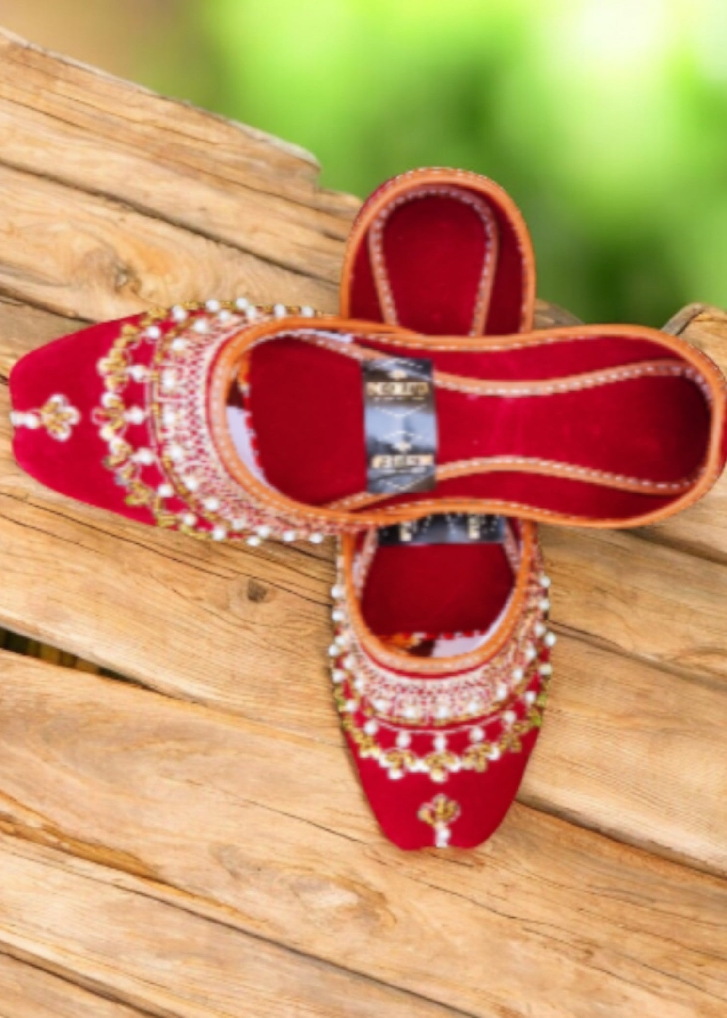 Khussa in Cardinal red by - High Quality Women Khussa BUG1151