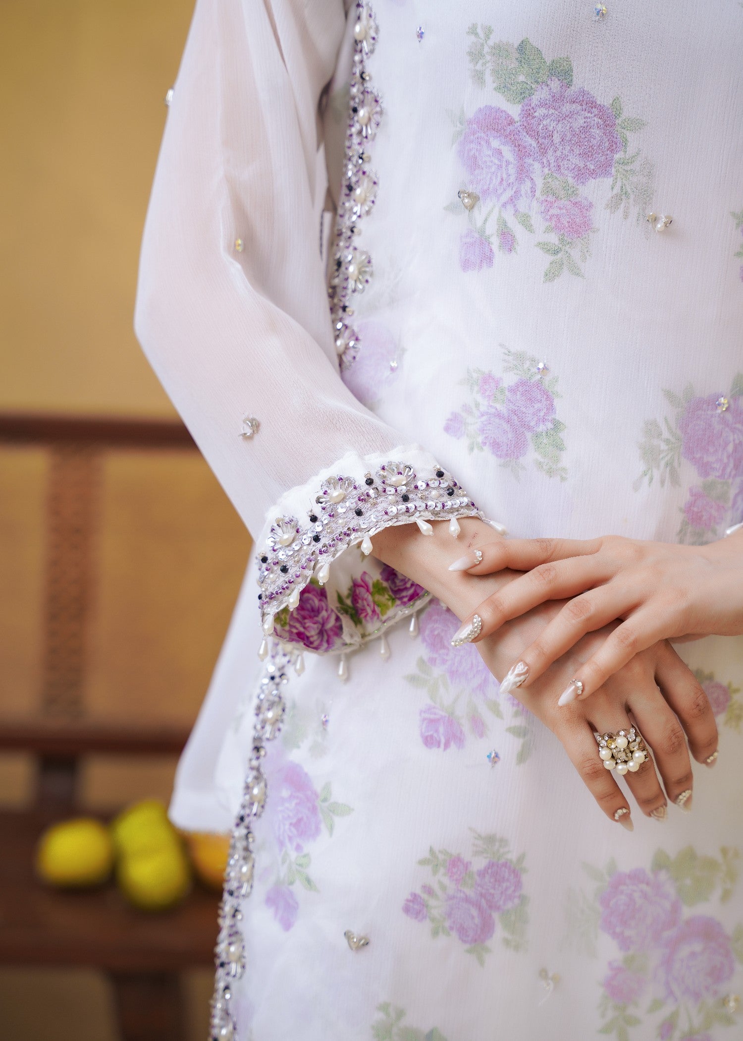 chiffon Kurta Set in Periwinkle