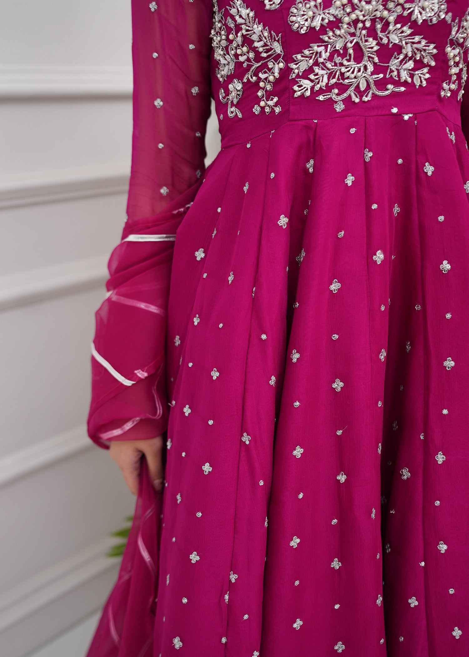 chiffon Lehenga in Bubblegum pink