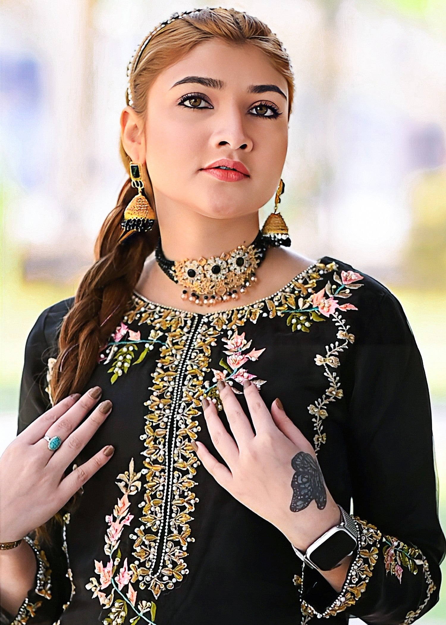 poly organza Sharara in Black