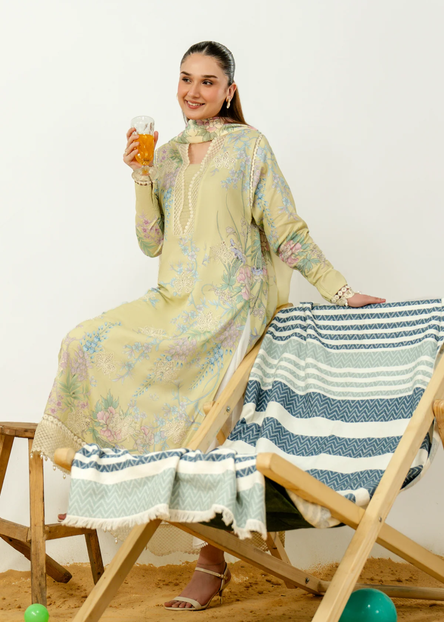 lawn Unstitched in Pale yellow