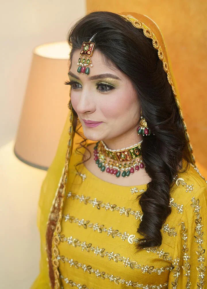 raw silk Lehenga in Yellow