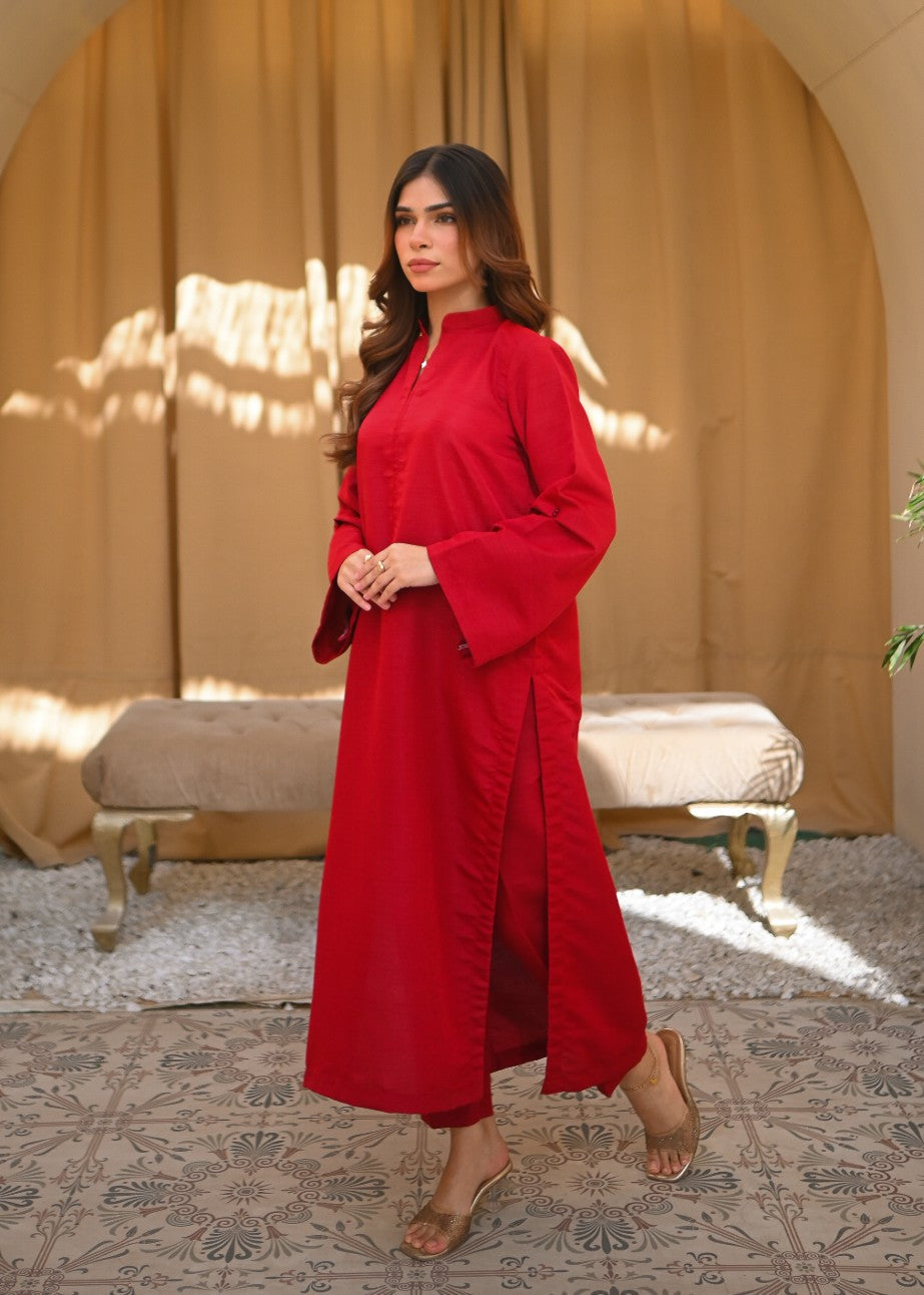 raw silk Co Ord Sets in Red