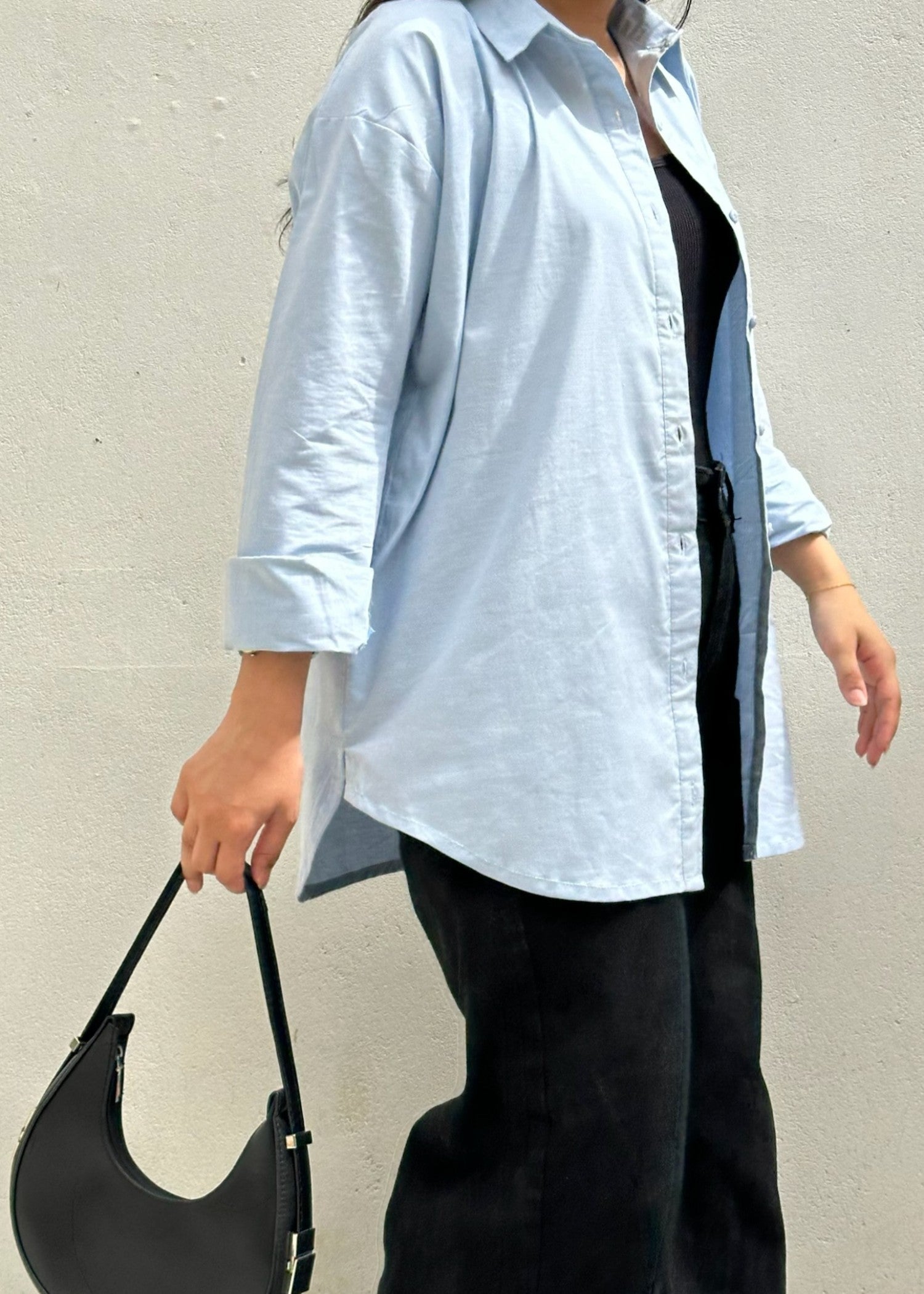 cotton linen Formal Shirt in Light blue