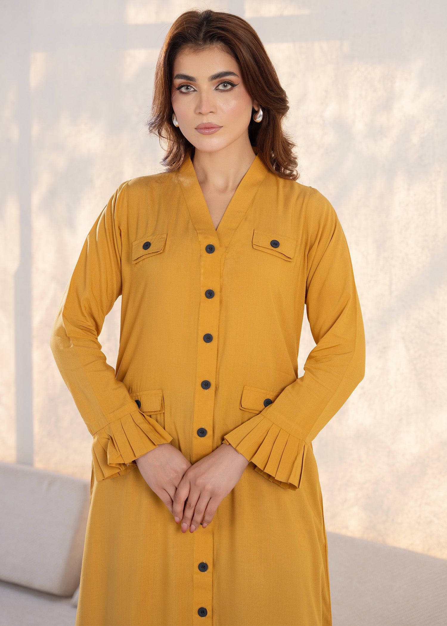 linen Dress in Mustard