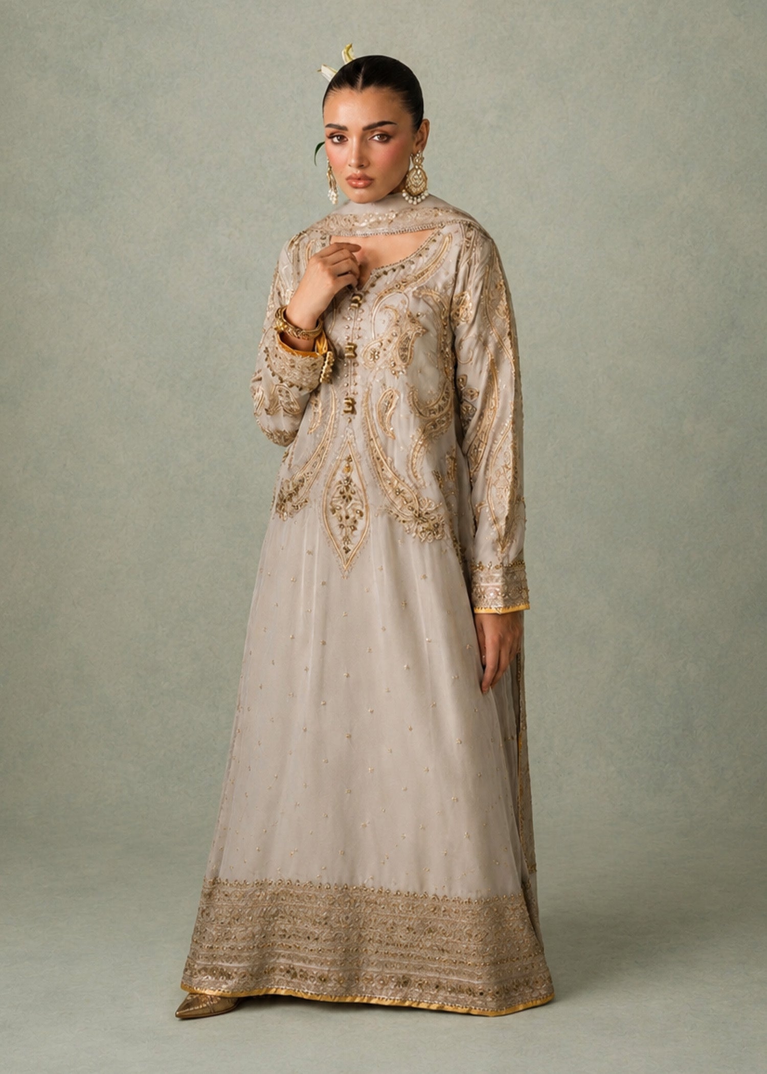 chiffon Kaftan in Beige