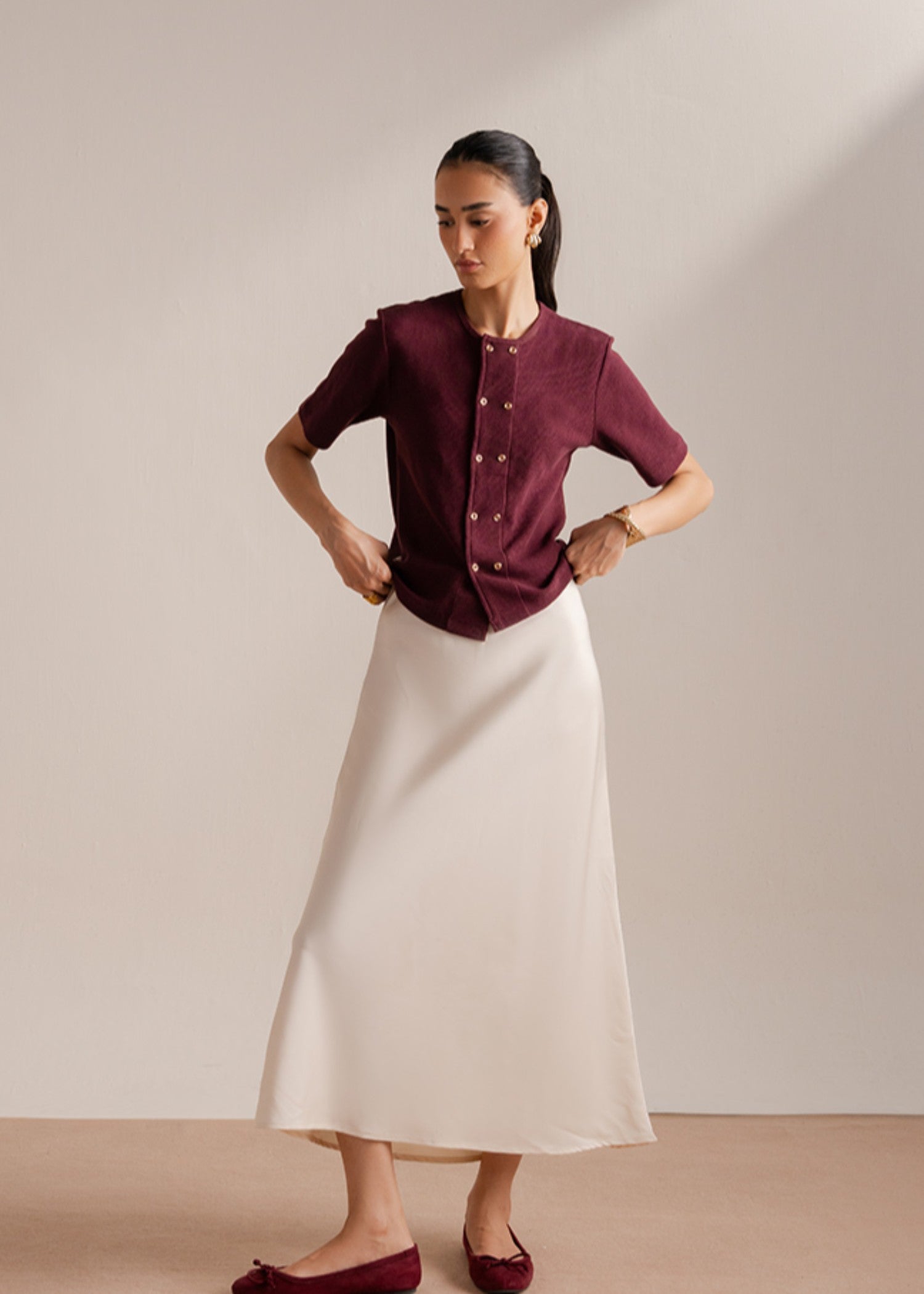 cotton Cardigan in Brown