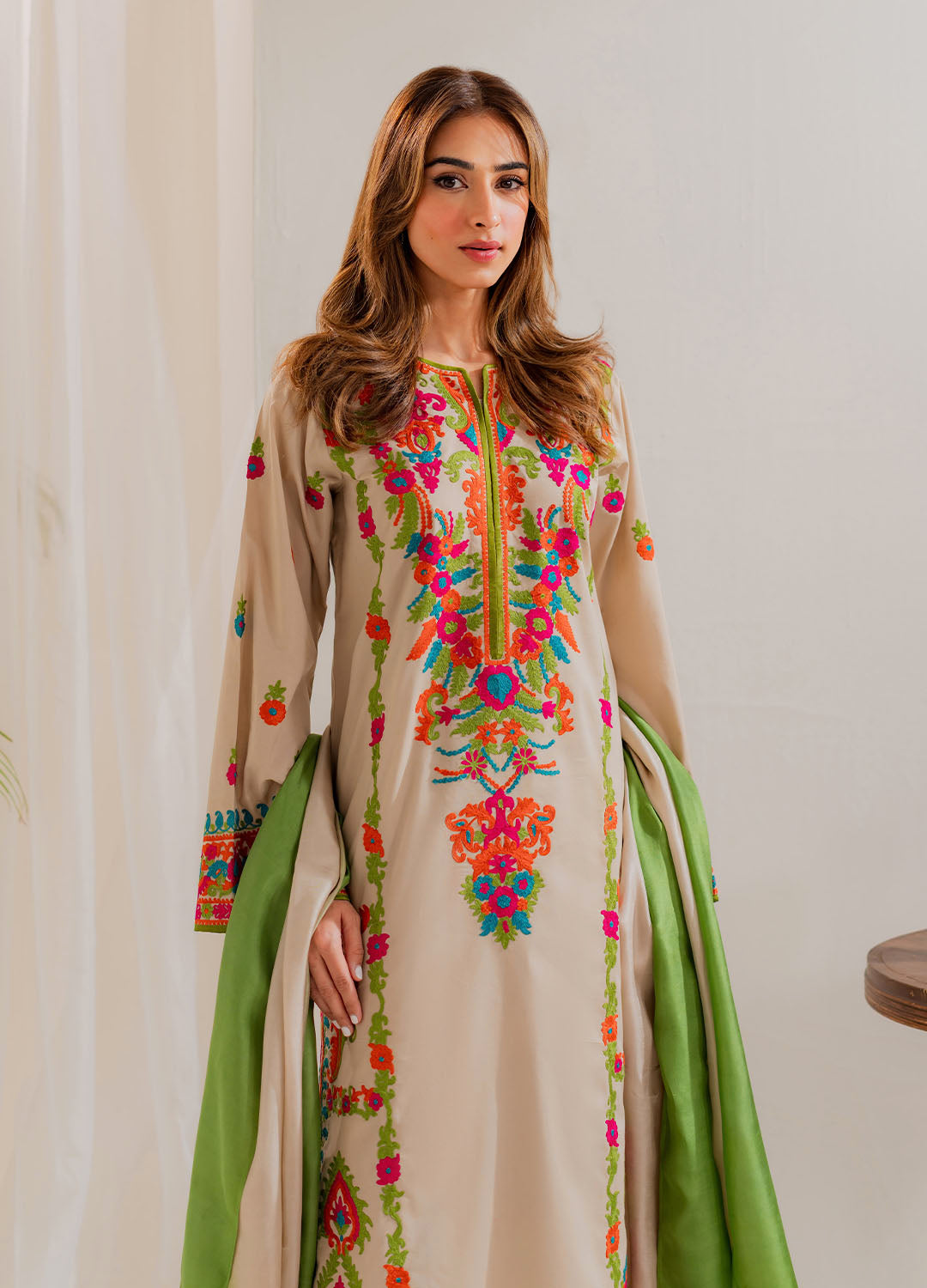 linen Kurta Set in Beige