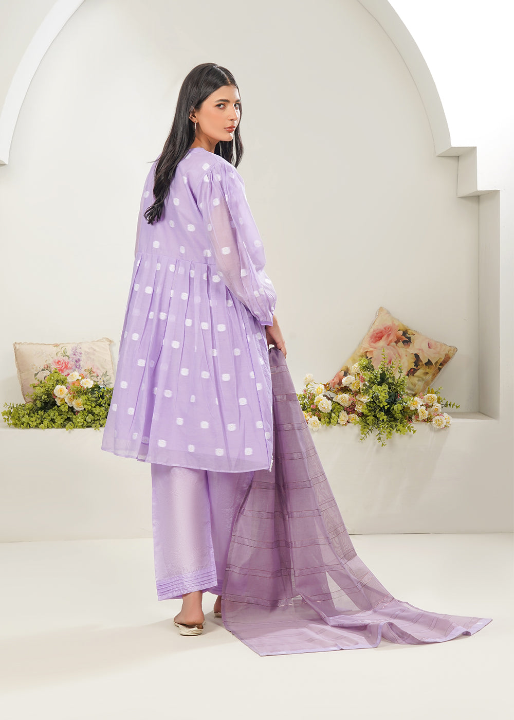 lawn Short Frock in Lilac